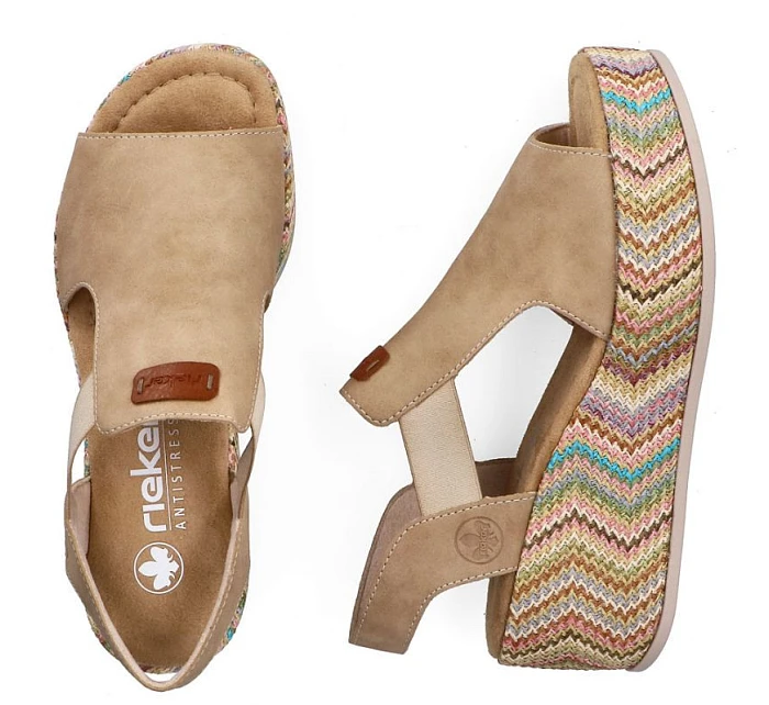 Dámské sandály na podpatku béžové Rieker 69472-60 Dámské sandály na podpatku béžové Rieker 69472-60