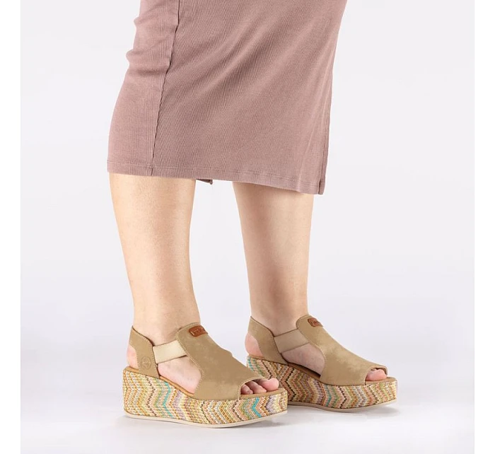 Dámské sandály na podpatku béžové Rieker 69472-60 Dámské sandály na podpatku béžové Rieker 69472-60