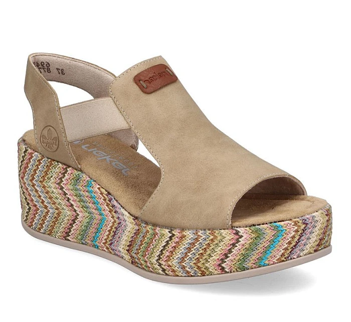 Dámské sandály na podpatku béžové Rieker 69472-60 Dámské sandály na podpatku béžové Rieker 69472-60