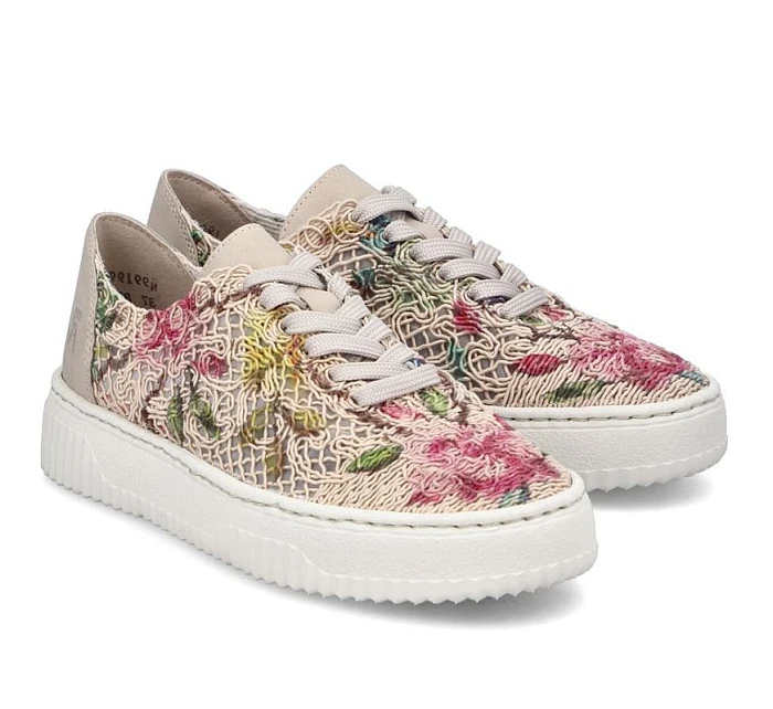 Dámská béžová květinová prolamovaná obuv Rieker N9919-91 Dámská béžová květinová prolamovaná obuv Rieker N9919-91