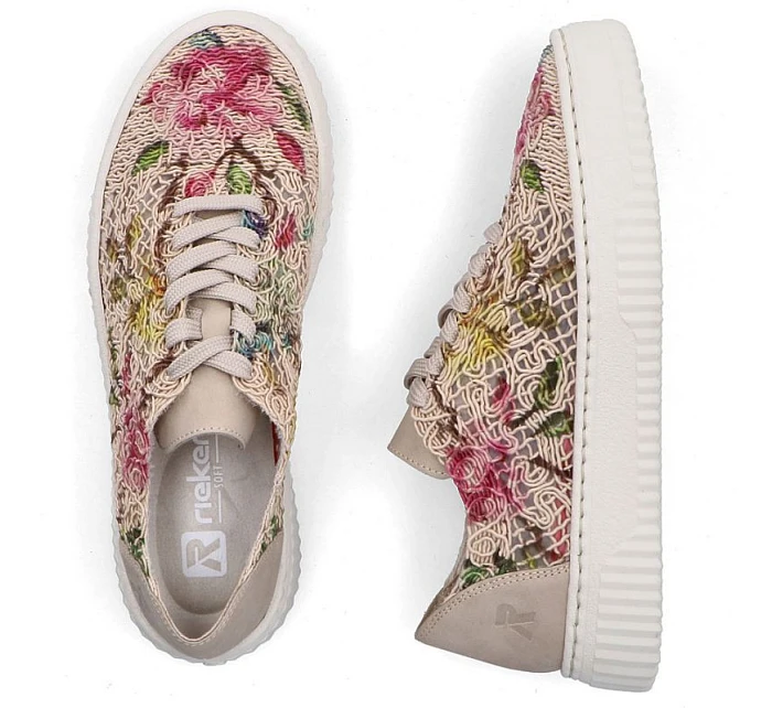 Dámská béžová květinová prolamovaná obuv Rieker N9919-91 Dámská béžová květinová prolamovaná obuv Rieker N9919-91