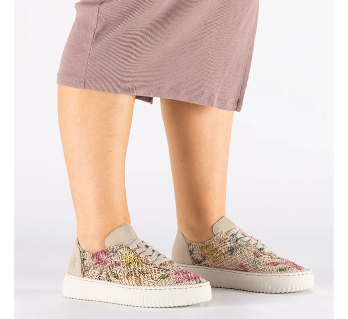 Dámská béžová květinová prolamovaná obuv Rieker N9919-91 Dámská béžová květinová prolamovaná obuv Rieker N9919-91