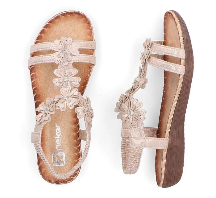 Dámské sandály Rieker V7573-90 se zlatými květy Dámské sandály Rieker V7573-90 se zlatými květy