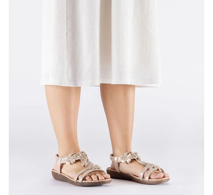 Dámské sandály Rieker V7573-90 se zlatými květy Dámské sandály Rieker V7573-90 se zlatými květy