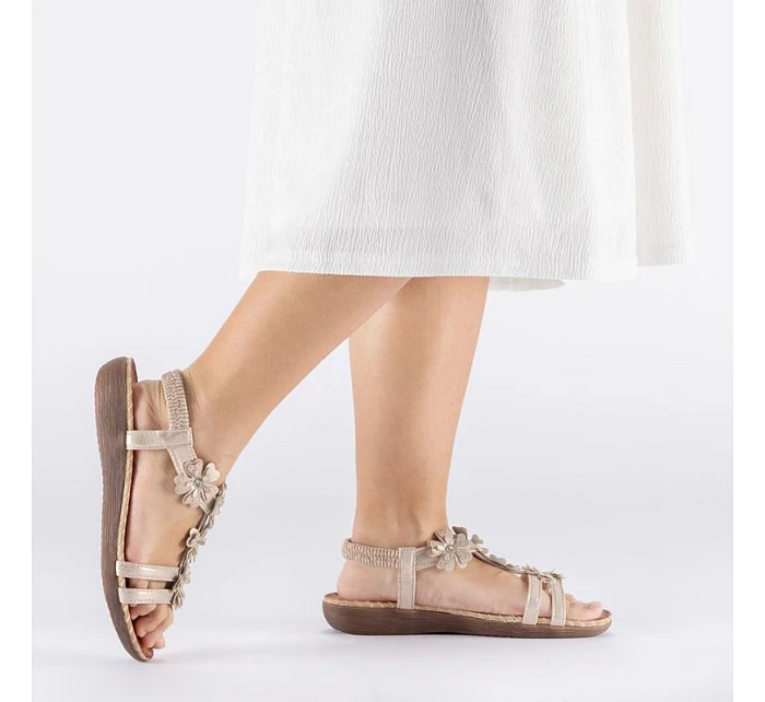 Dámské sandály Rieker V7573-90 se zlatými květy Dámské sandály Rieker V7573-90 se zlatými květy