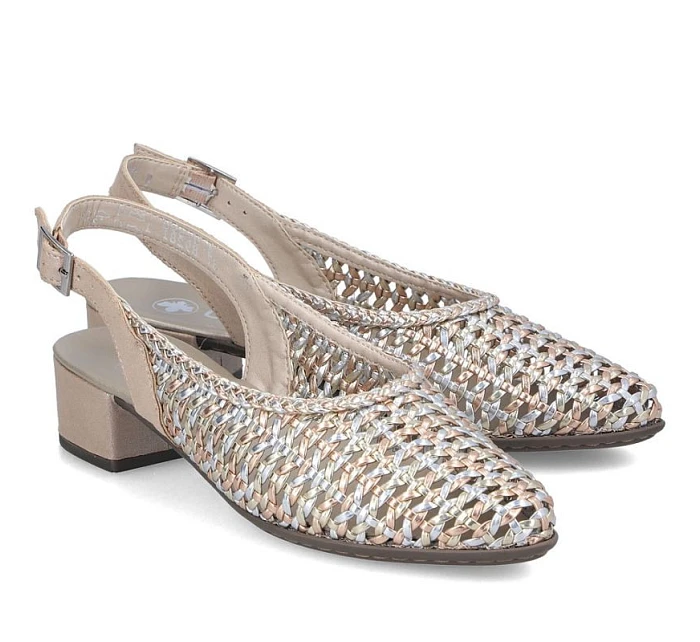 Dámské metalické béžové sandály Rieker 47078-90 Dámské metalické béžové sandály Rieker 47078-90