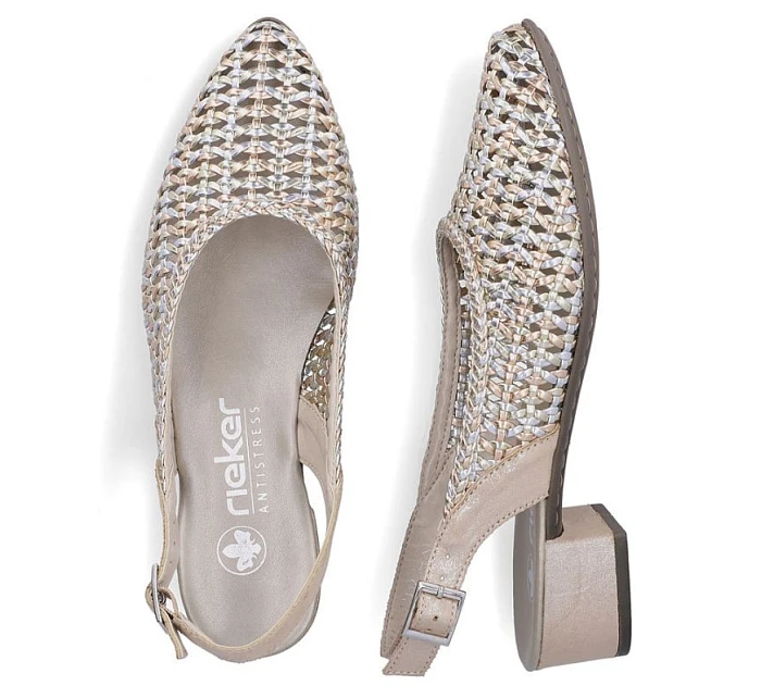 Dámské metalické béžové sandály Rieker 47078-90 Dámské metalické béžové sandály Rieker 47078-90