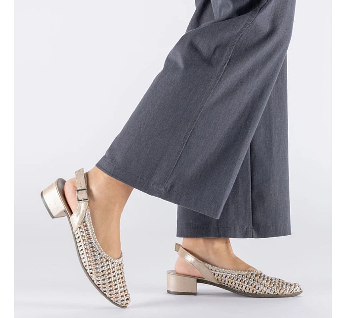 Dámské metalické béžové sandály Rieker 47078-90 Dámské metalické béžové sandály Rieker 47078-90