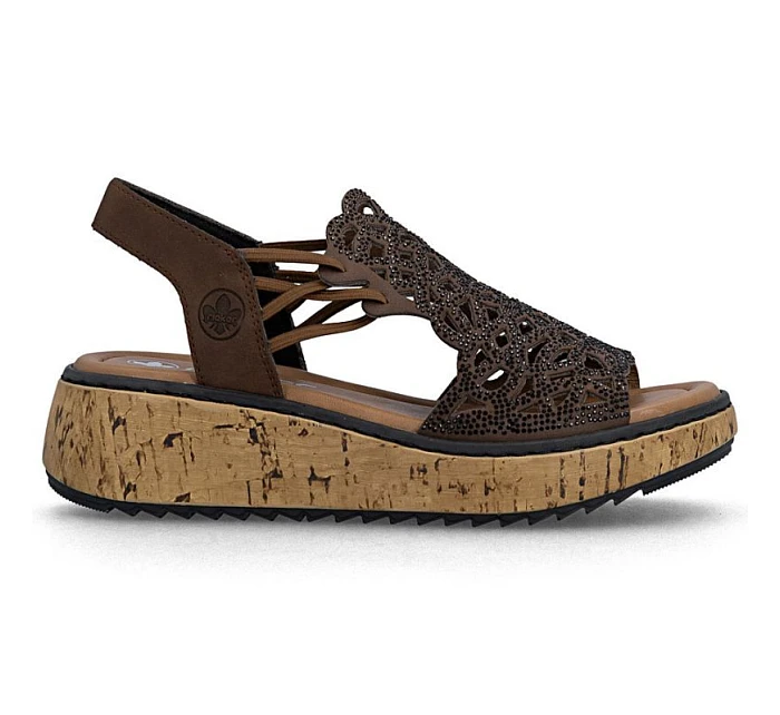 Hnědé dámské sandály na platformě Rieker V1765-24 Hnědé dámské sandály na platformě Rieker V1765-24