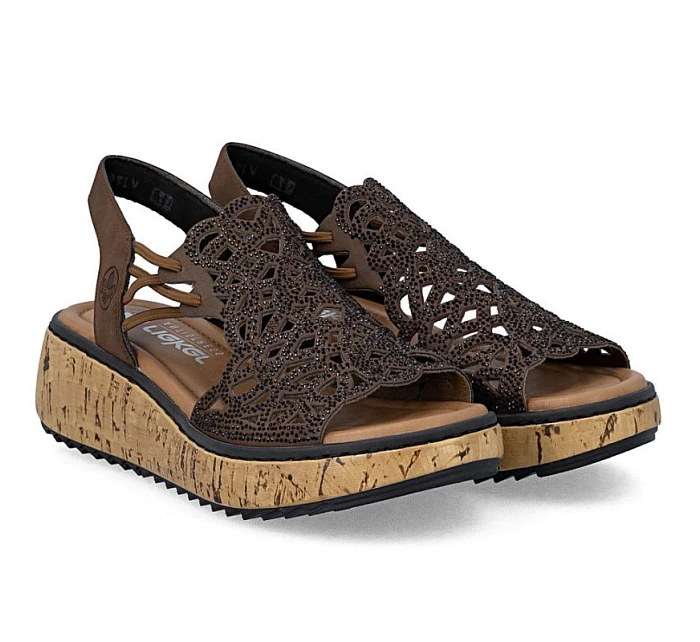 Hnědé dámské sandály na platformě Rieker V1765-24 Hnědé dámské sandály na platformě Rieker V1765-24