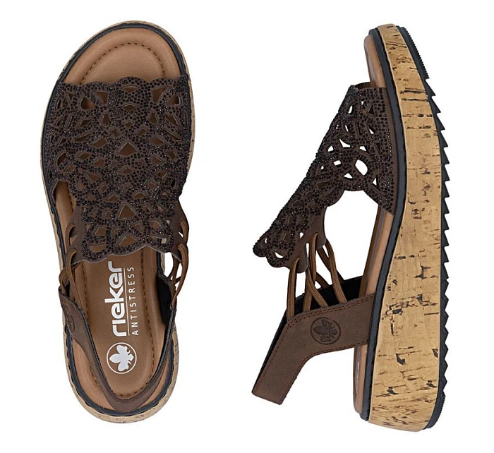 Hnědé dámské sandály na platformě Rieker V1765-24 Hnědé dámské sandály na platformě Rieker V1765-24