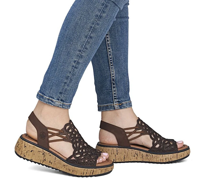 Hnědé dámské sandály na platformě Rieker V1765-24 Hnědé dámské sandály na platformě Rieker V1765-24