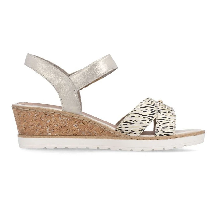 Dámské zlaté kožené sandály na platformě Remonte by Rieker R6266-90 Dámské zlaté kožené sandály na platformě Remonte by Rieker R6266-90