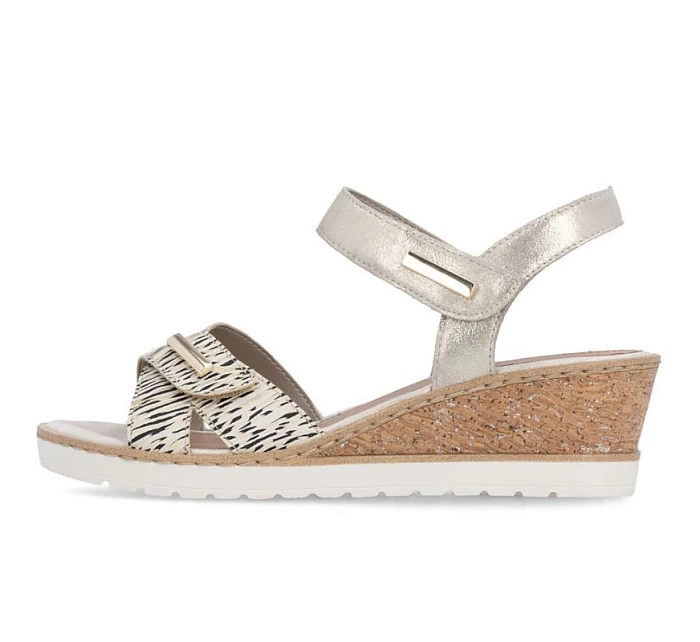 Dámské zlaté kožené sandály na platformě Remonte by Rieker R6266-90 Dámské zlaté kožené sandály na platformě Remonte by Rieker R6266-90