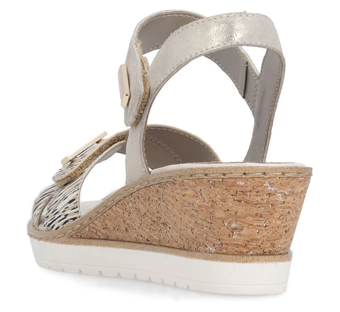 Dámské zlaté kožené sandály na platformě Remonte by Rieker R6266-90 Dámské zlaté kožené sandály na platformě Remonte by Rieker R6266-90