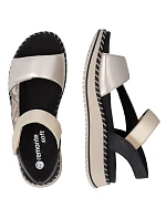 Dámské kožené sandály na platformě metalické zlaté Remonte by Rieker D3J50-90