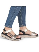 Dámské kožené sandály na platformě metalické zlaté Remonte by Rieker D3J50-90