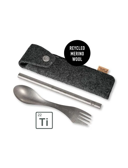 Turistické příbory v pouzdře Light My Fire Spork & Straw Kit Titanium