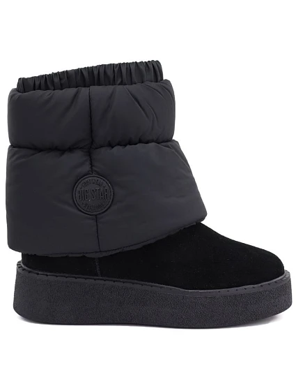 Černé kožené sněhové boty na platformě model 22348435 - Big Star Černé kožené sněhové boty na platformě model 22348435 - Big Star
