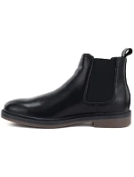 Pánské kožené kotníkové boty bez zateplení, černé, Big Star UU174280 Pánské kožené kotníkové boty bez zateplení, černé, Big Star UU174280