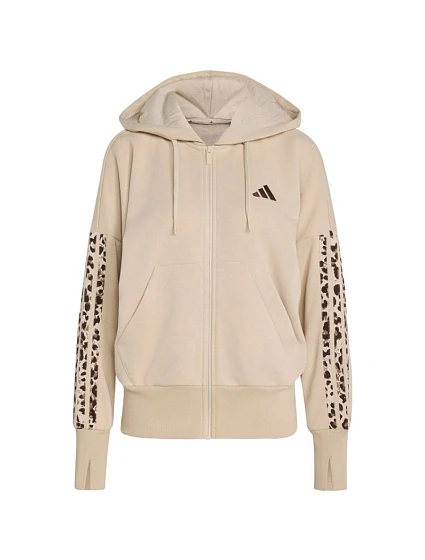 Dámská mikina  Essentials Animal Print 3Stripes FullZip béžová, model 22382851 - ADIDAS