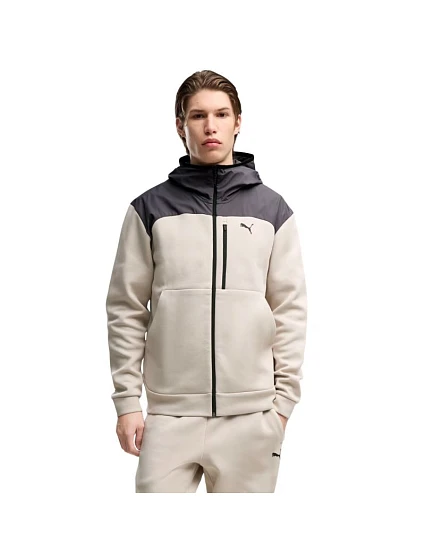 Pánská mikina Puma Tech Material Mix Full-Zip Hoodie, béžová, 694490 82 Pánská mikina Puma Tech Material Mix Full-Zip Hoodie, béžová, 694490 82