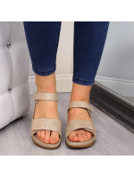 Sandály na podpatku se suchým zipem eVento W EVE223A beige