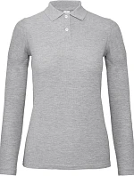B&C ID.001 LSL /women Dámské piqué polo s dlouhým rukávem 01.0I13 heather grey