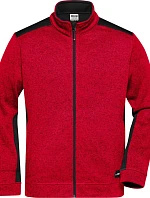 Daiber JN 862 Pánská pracovní bunda pletený fleece - Strong 02.0862 red melange/black