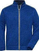 Daiber JN 898 Pánská pracovní pletená fleece bunda - Solid 02.0898 dark royal melange/navy