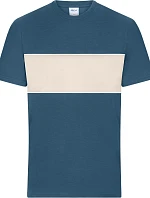 Daiber 8049 Tričko z bio bavlny "Colour-Block" 02.8049 dusty blue/sandstone