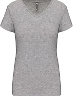 Kariban K 3015 Dámské elastické tričko s výstřihem do V 20.3015 light grey heather