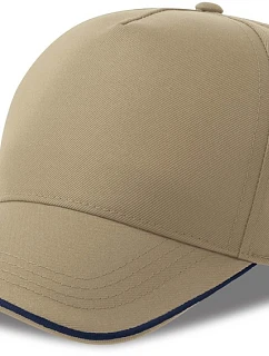 Atlantis Headwear Recy Five Piping 5 panelová sandwich kšiltovka 33.0282 khaki/navy
