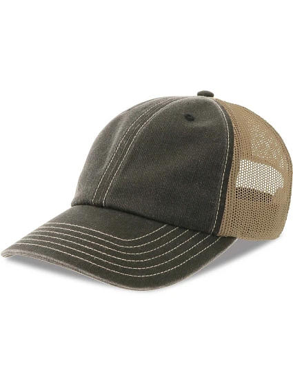 Atlantis Headwear Teon 6 panelová kšiltovka Vintage Trucker 33.0303 black/khaki Atlantis Headwear Teon 6 panelová kšiltovka Vintage Trucker 33.0303 black/khaki