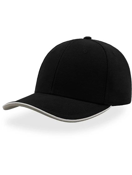 Atlantis Headwear Pilot Piping Sandwich 6 panelová broušená sandwich kšiltovka 33.0502 black/white Atlantis Headwear Pilot Piping Sandwich 6 panelová broušená sandwich kšiltovka 33.0502 black/white
