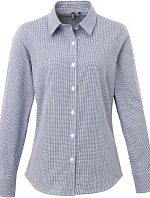Premier PR 320 Popelínová kostkovaná halenka s dl. rukávem 39.0320 navy/white