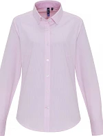 Premier PR 338 Oxford pruhovaná halenka s dlouhým rukávem 39.0338 white/pink