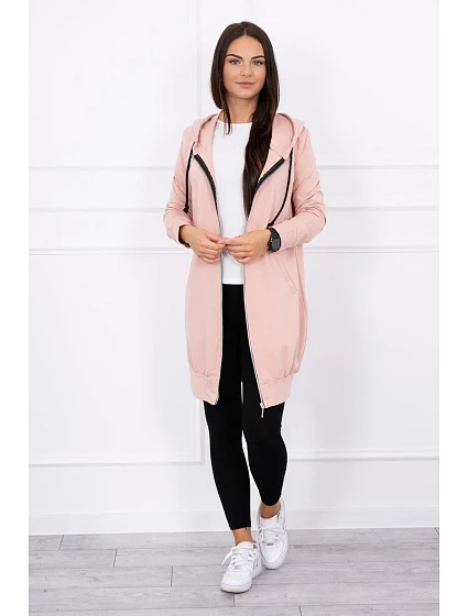 Mikina s kapucí tmavě pudrově růžová