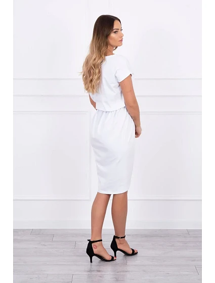 Šaty s obálkou dole bílé
