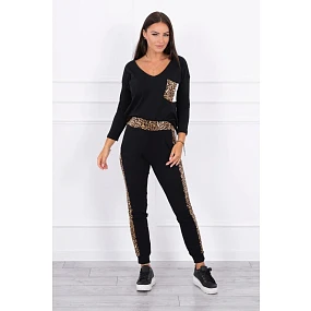 Sada s leopardím potiskem černá