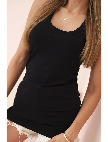 Dámská tílko z bavlny s kulatým výstřihem černá Dámská tílko z bavlny s kulatým výstřihem černá