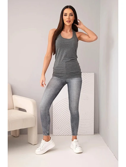 Dámská tílko z bavlny s kulatým výstřihem grafitová