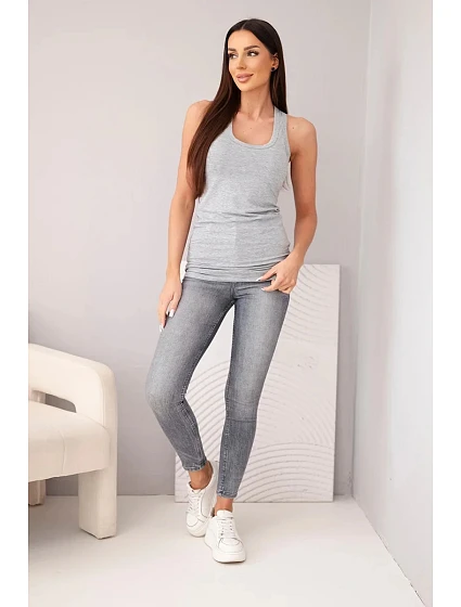 Dámská tílko z bavlny s kulatým výstřihem šedá