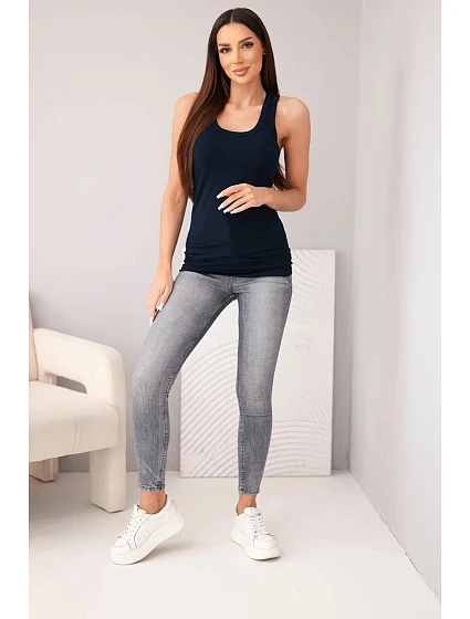 Dámská tílko z bavlny s kulatým výstřihem modrá