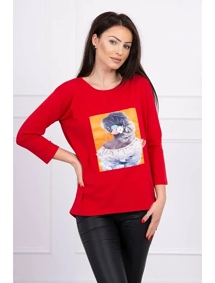 Halenka s 3D model 18743898 krajková červená - K-Fashion