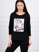 Halenka s grafikou 3D Watch černá