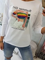 Halenka s potiskem Summer Girl bílá