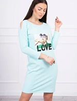 Šaty s potiskem Love v mátové barvě