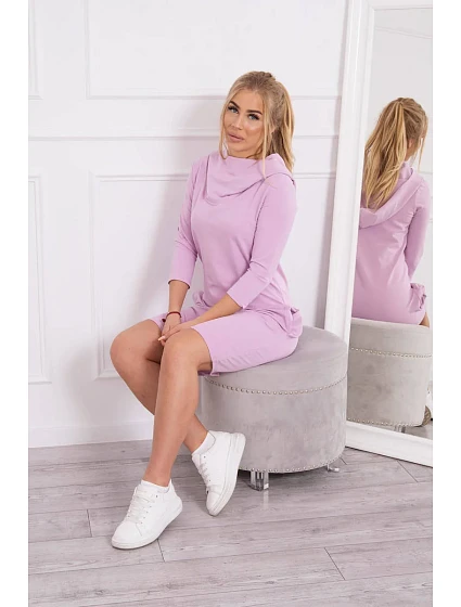 Šaty s kapucí a kapsami fialové