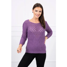 Svetr s ažurovým zdobením fialový Svetr s ažurovým zdobením fialový